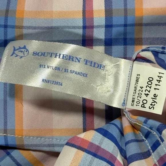 Southern Tide Men's Size Medium Parfait Pink Gaspee Plaid Sport Button Shirt - Picture 10 of 10